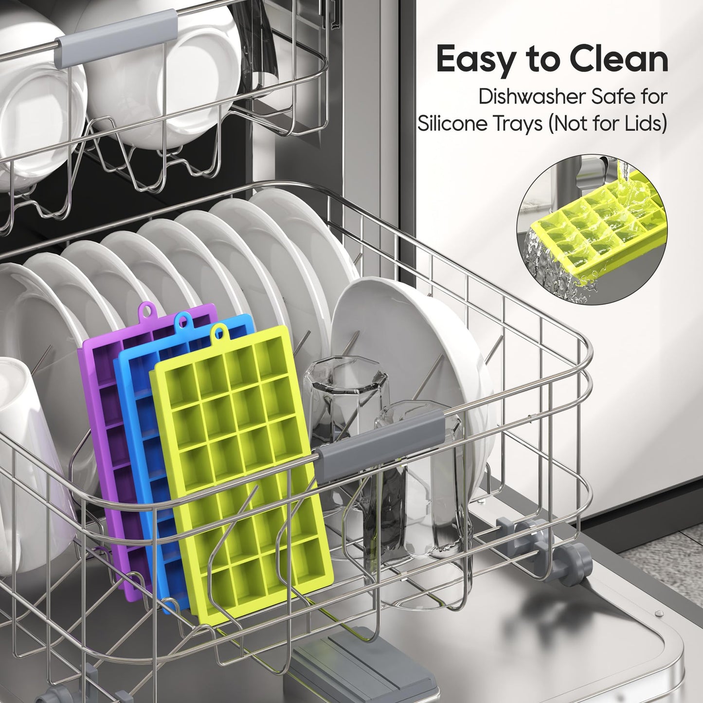 Silicone Ice Cube Tray Set – Food-Grade, Stackable with Lids