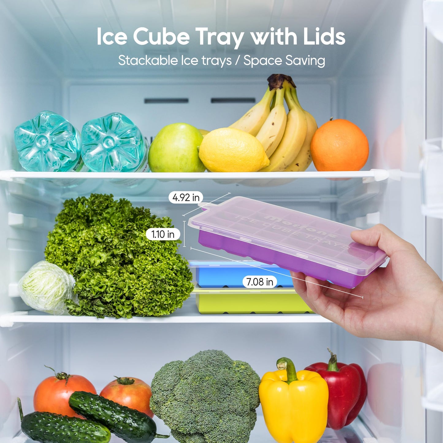 Silicone Ice Cube Tray Set – Food-Grade, Stackable with Lids