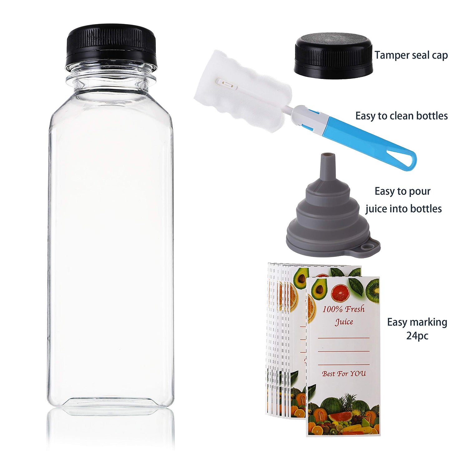 20-Pack Reusable Juice Bottles – Leakproof, Durable & Ready to Fill