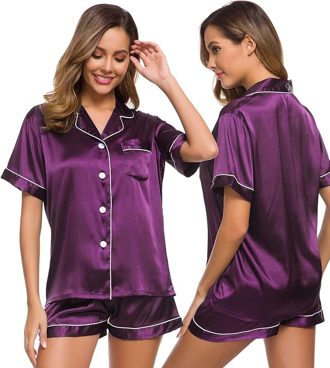 Women’s Silk Satin Pajama Set – 2-Piece Lounge & Sleepwear