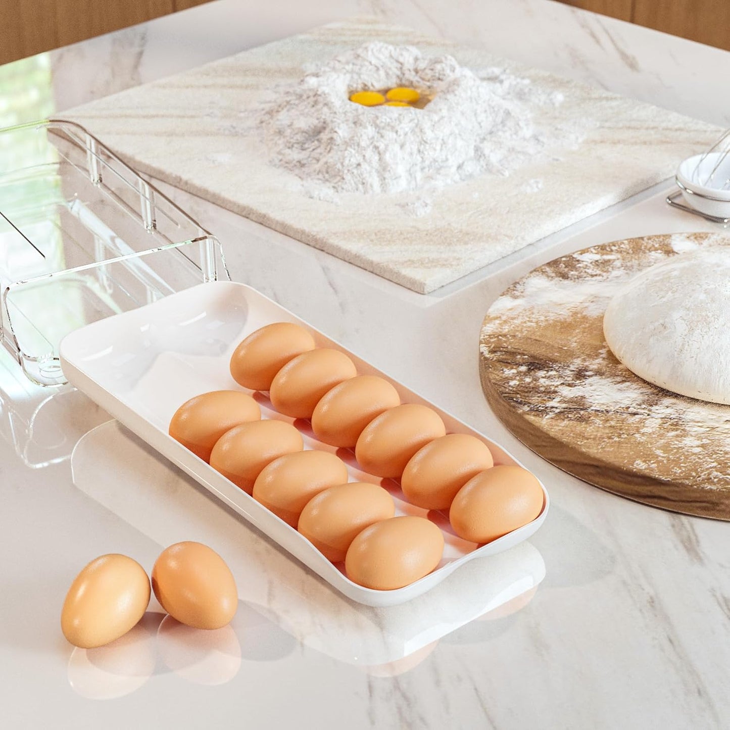 Auto-Rolling Egg Storage Drawer – Holds 12–14 Eggs