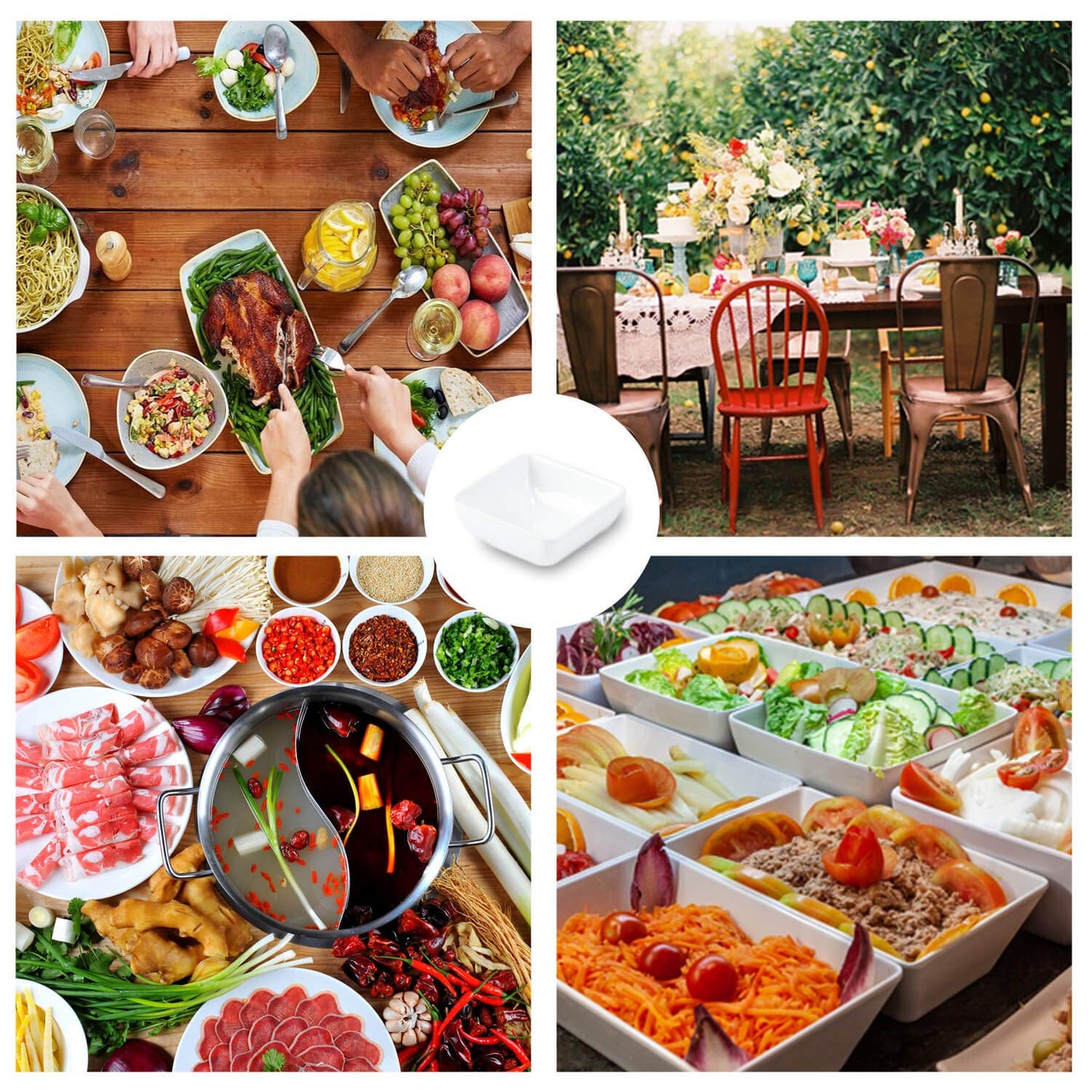 12-Pack White Square Sauce Bowls – 2.95"