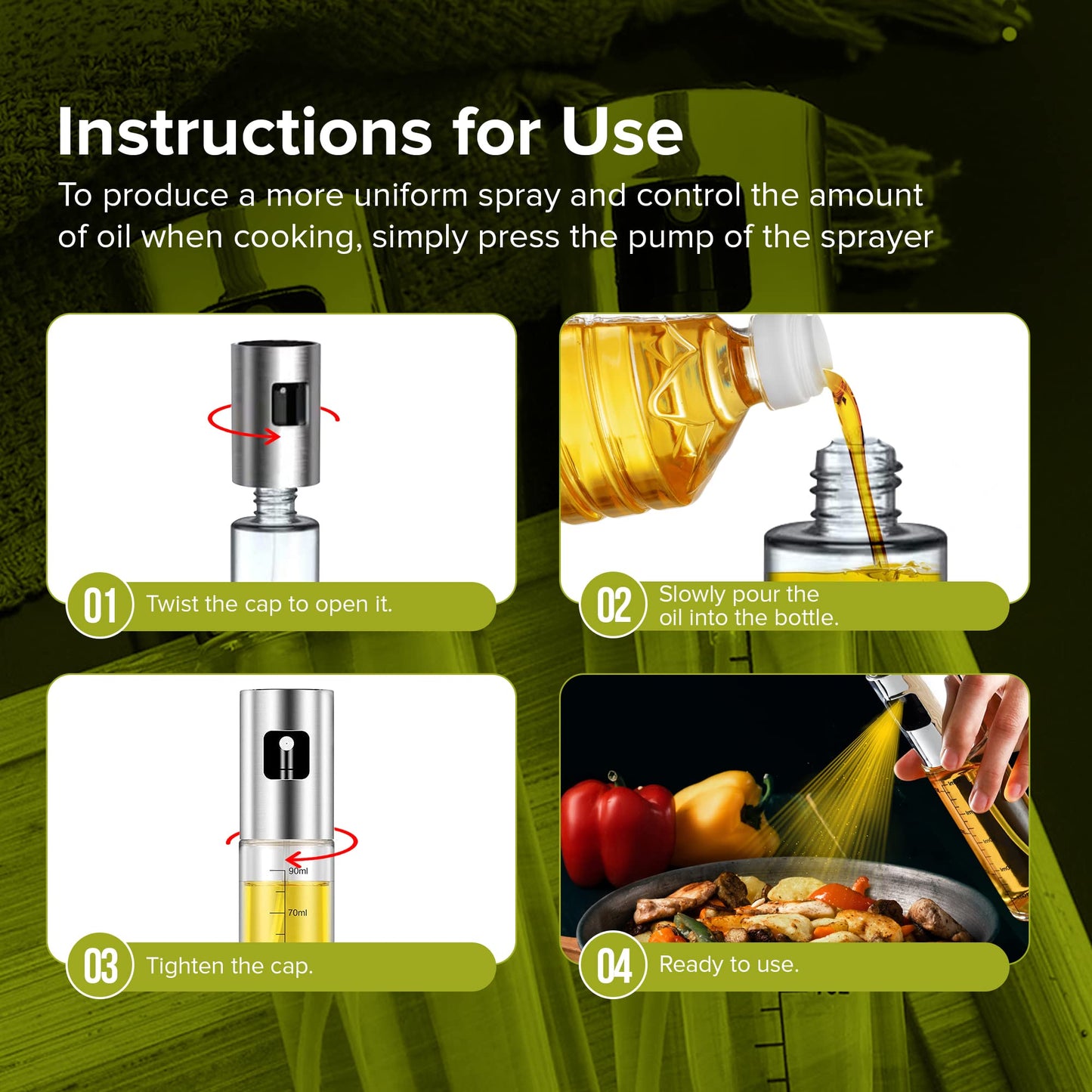 Multifunctional Oil Sprayer – 200ml Glass Bottle