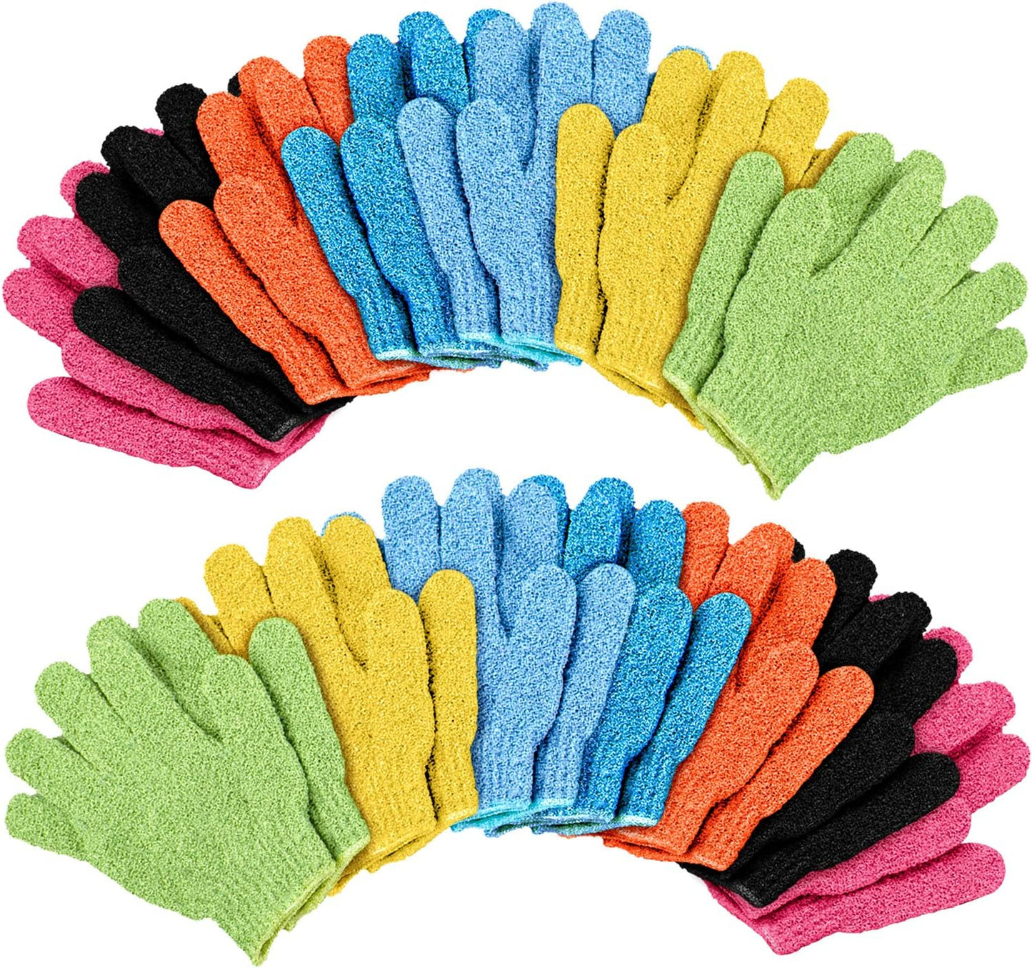 Silk Skin Exfoliating Bath Gloves - 14 Pairs, 7 Vibrant Colors