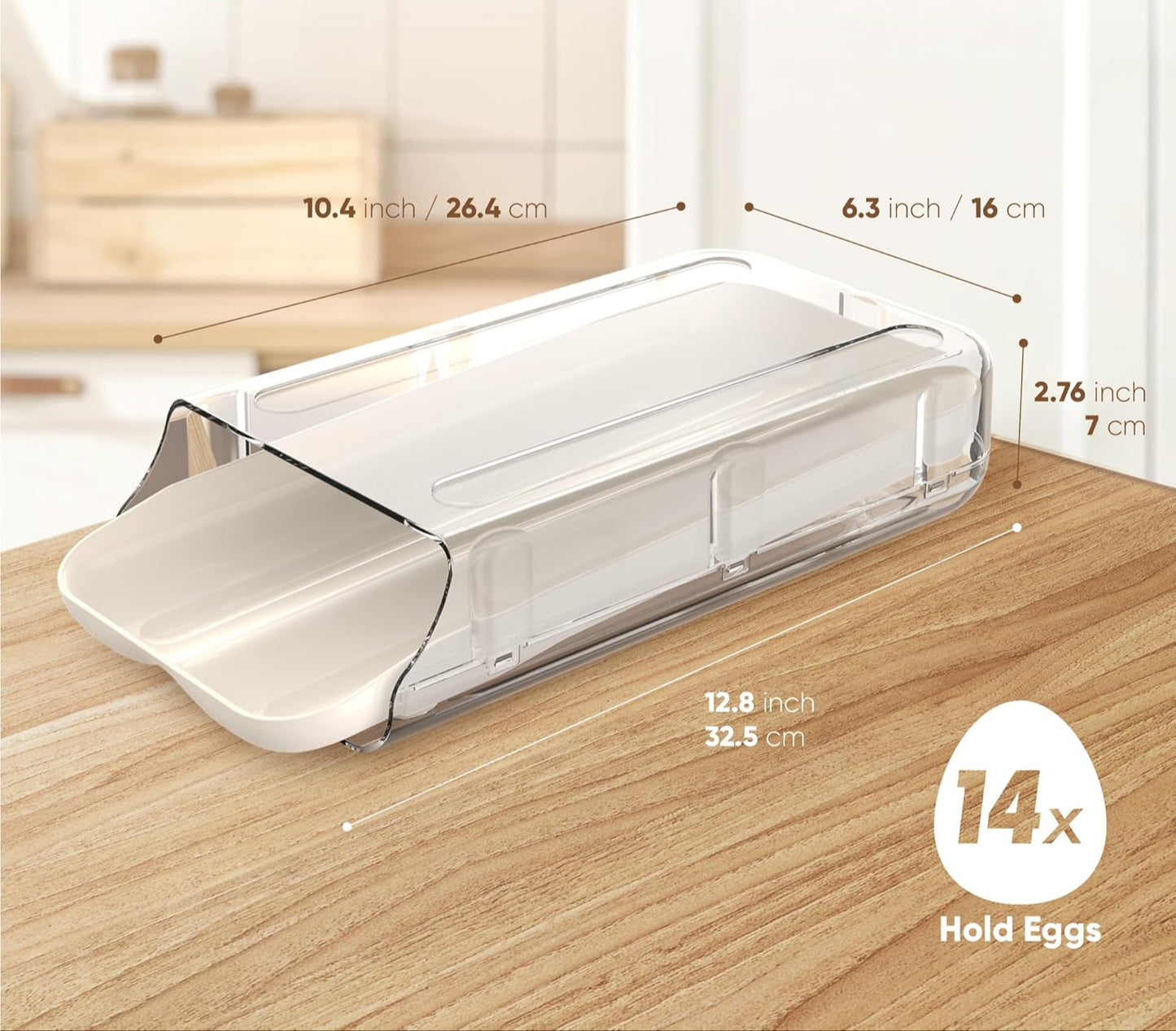 Auto-Rolling Egg Storage Drawer – Holds 12–14 Eggs