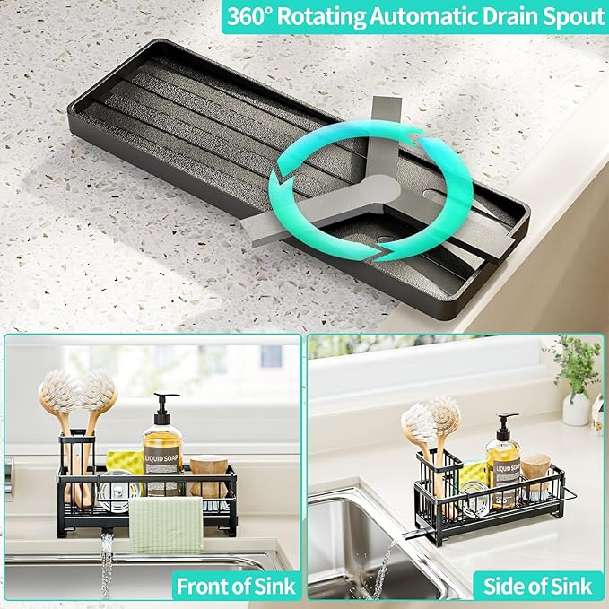 Stainless Steel Sink Caddy with Rotating Drain Pipe