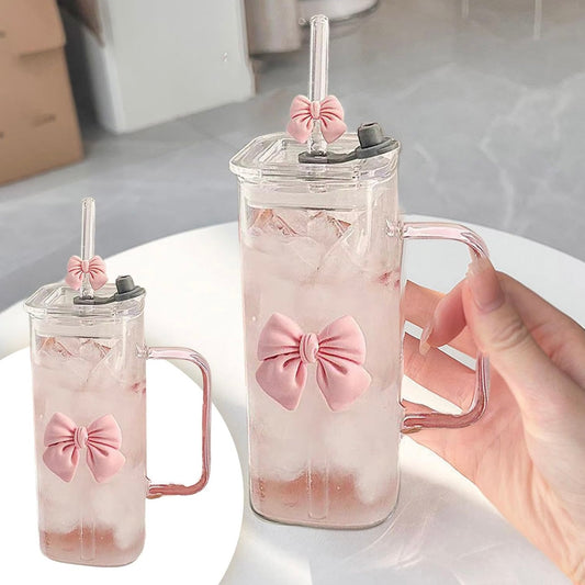 Bowtique Sip – Elegant Glass Mug Set