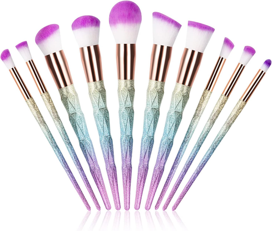 Unicorn Luxe™ Makeup Brush Set – 10-Piece Blending, Powder, Blush & Eyeliner Kit