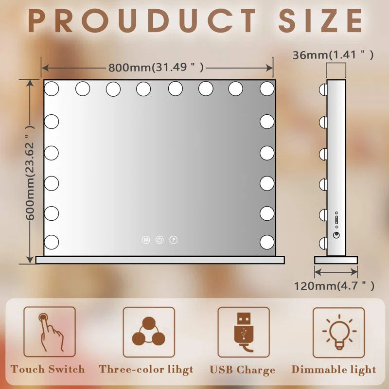 Sleek Rectangle LED Metal Mirror – Illuminate Your Space with Style!