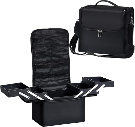 Deluxe Vanity Makeup Case with Shoulder Strap – Large Makeup Organizer & Storage Box for Cosmetics