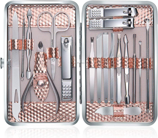 Luxe Groom 18-Piece Rose Gold Manicure & Pedicure Set