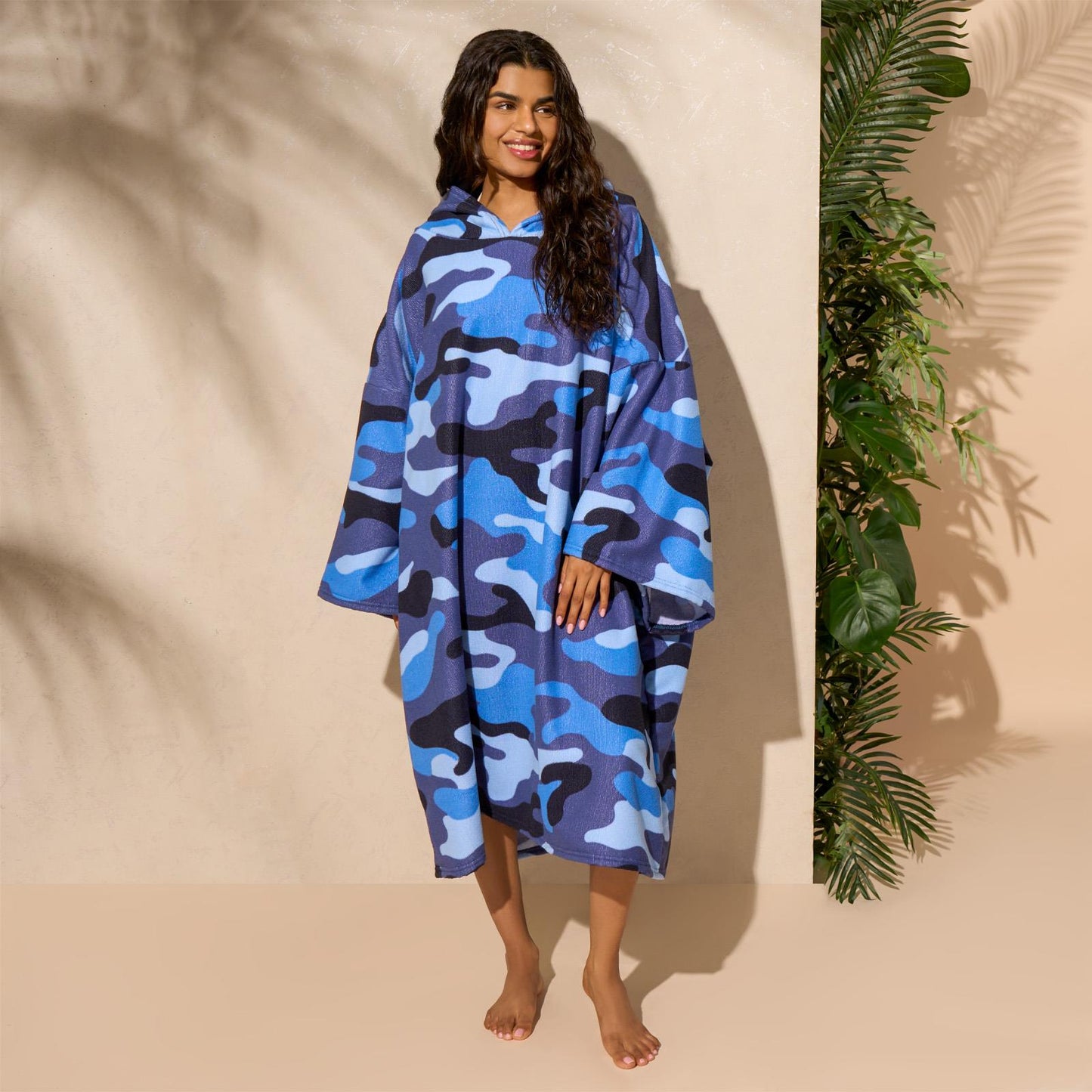 Brentfords Camo Adult Towel Poncho Oversized Quick Dry Hooded Bath Changing Robe
